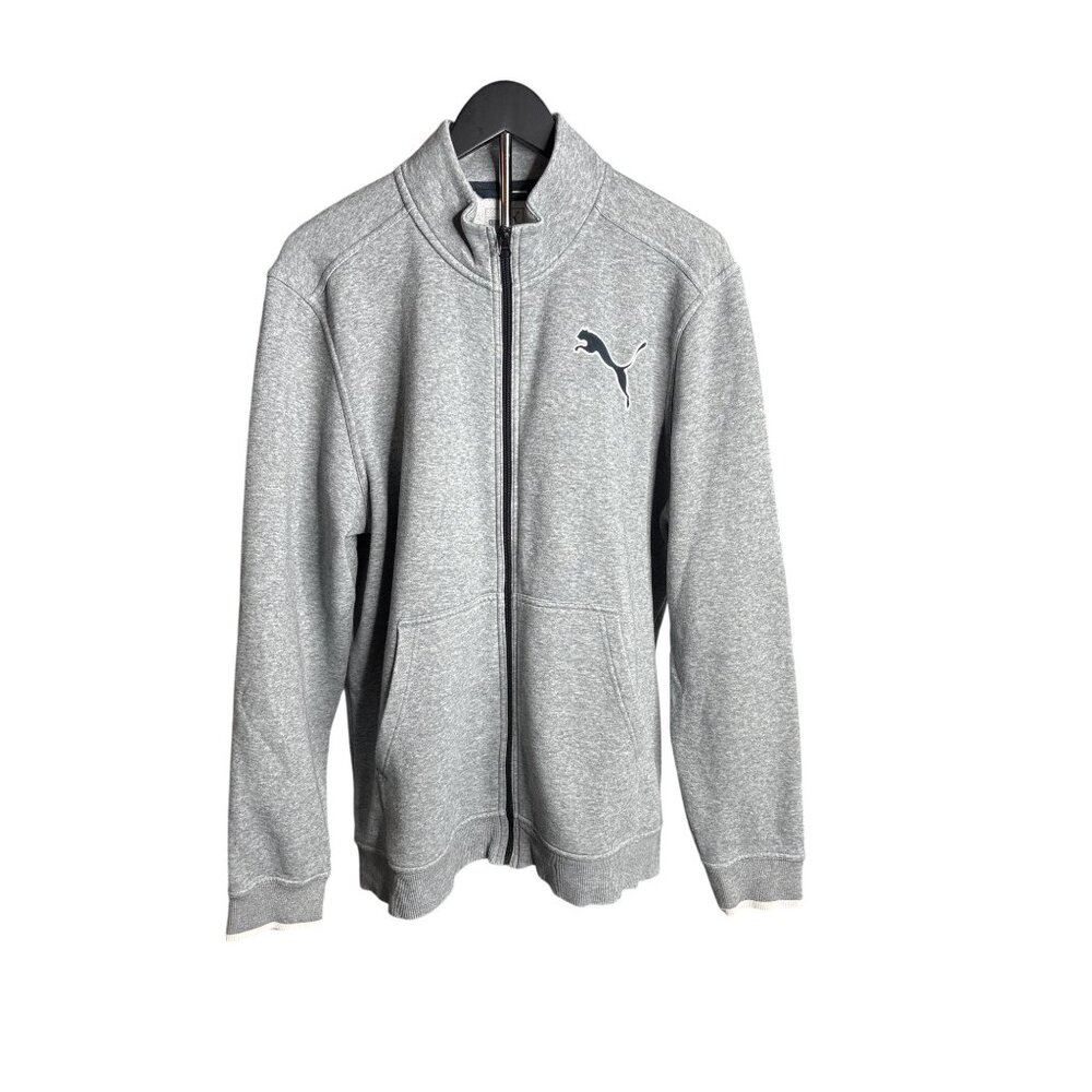 Puma Men's Warm-Cell Gray Full-Zip Fleece Warm-Up Jacket Size L